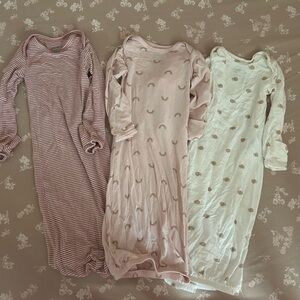 Set of Three Baby Sleepers in Pink and White